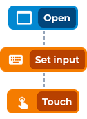 Open, Set value, and Touch using Values
